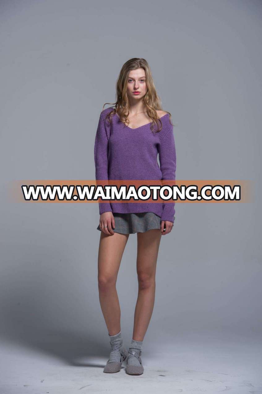 Ladies 100% Cotton Plain Color Fashionable Sweaters Standard Sizes