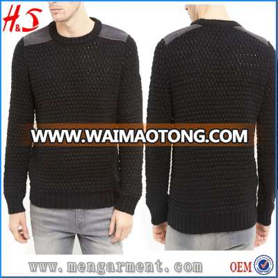 New Arrival Sweaters 2016 Plus Size Clothing Black Shoulder Patch Knitted Jumper